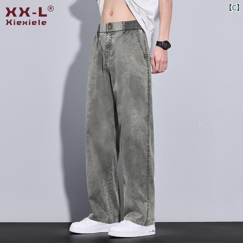 ストレートパンツ カジュアル シック 2025年 ストレート ジーンズ メンズ 夏 細身 アメリカン ファッション ゆったり スノーフレーク ワイド レッグ ロング パンツ