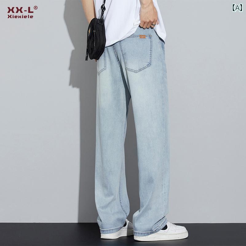 カジュアル ストレートパンツ ラフ 2025年 クール ジーンズ メンズ 夏 細身 ゆったり ストレート アメリカン カジュアル パンツ