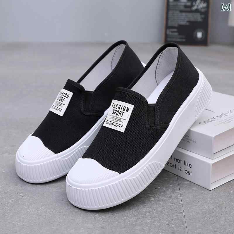 女性 靴 低い 2025 春秋 レディース オールド 布 靴 通気性の ある スリッポン レディーススポーツ シューズ 軽量 ソフト ソール 快適