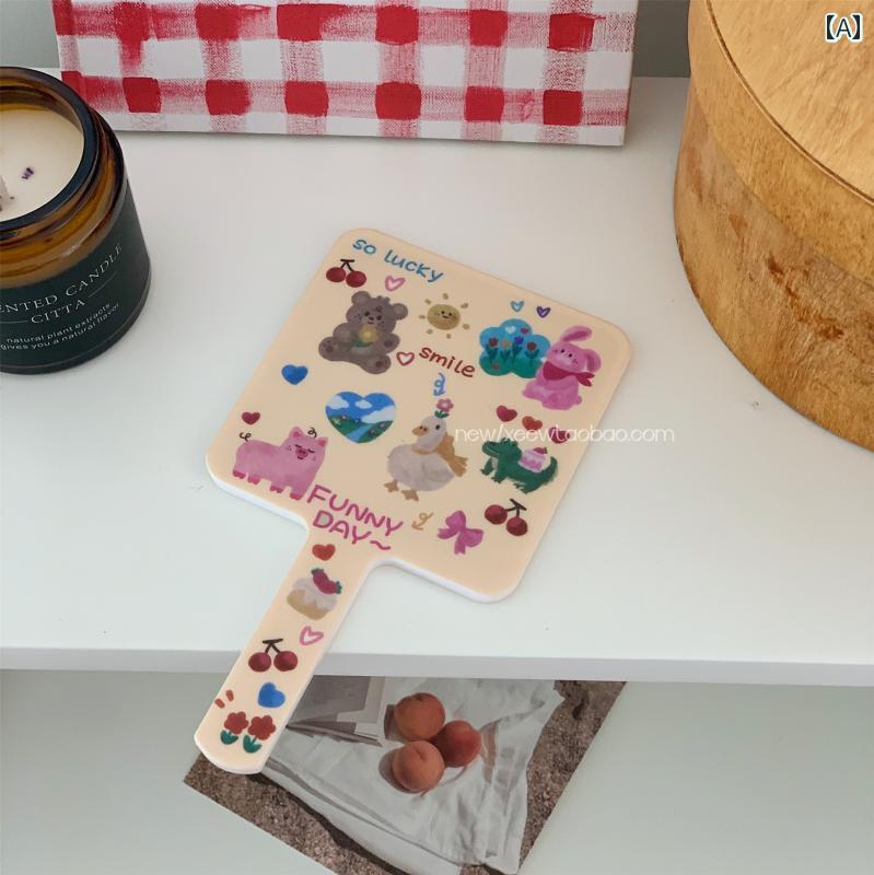 化粧鏡 かわいい 使いやすい の かわいい ハンドヘルド 化粧 鏡 小さい イン ハンドル 学生 寮 ポータブル