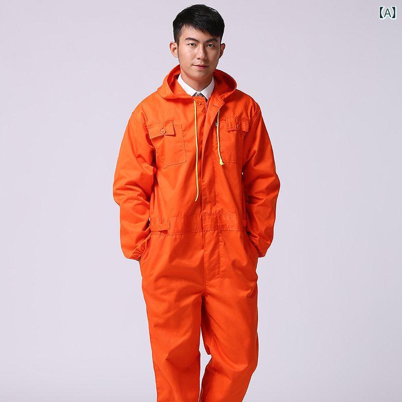 ワークウェア 作業服 ワンピース 作業着 フード付き スーツ ハンドリング 服 工場 作業 場 防塵 労働 保護 エンジニア リング