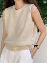 ノースリーブ ニット 女性用 夏用の フレンチ ニット ベスト 冷感の ノースリーブの ウエスト コート アウター用の ショート 丈の トップス