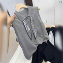快適 ノースリーブ ニット の 商品のの グレーの ポロ 襟 冷感 ニット ノースリーブ ベスト レディース 夏の ウエスト コート トップ