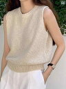 快適 ノースリーブ ニット ニット ベスト レディース 夏 ショート フレンチ 冷感 ノースリーブ Tシャツ レイ ヤード スタイル ウエスト コート トップ