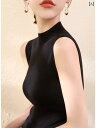 ノースリーブ ニット 女性用 リヨセル ファッション ハーフ ハイネックニットカーディガン レディース 夏用 スリム ノースリーブ 冷感 Tシャツ ベスト