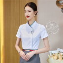 レディース ワーク ウェア 夏用の 女性用 半袖 プロ シャツ 高級 スチュワーデスの 制服 ホテルの ケータリング ウェイター プロパティ フロント デスクの...