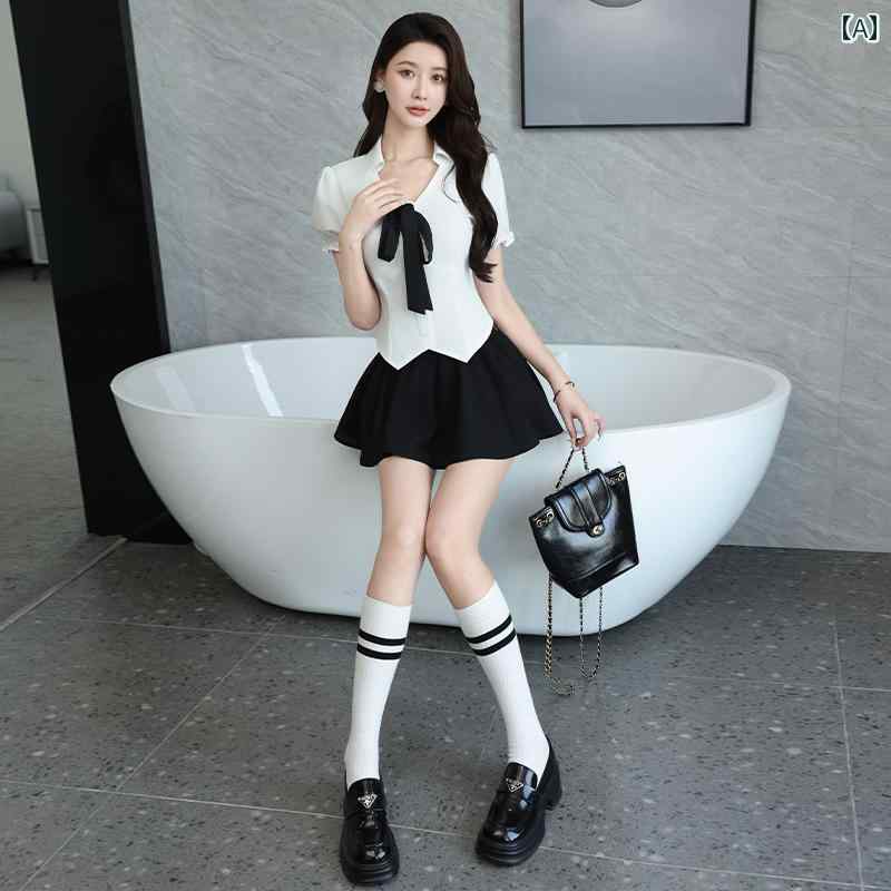 女性用 仕事服 ビジネス 夏の 足 マッサージ 技術者 作業着 プロの スーツ 女性 湯 白 シャツ プリーツスカート JK 制服