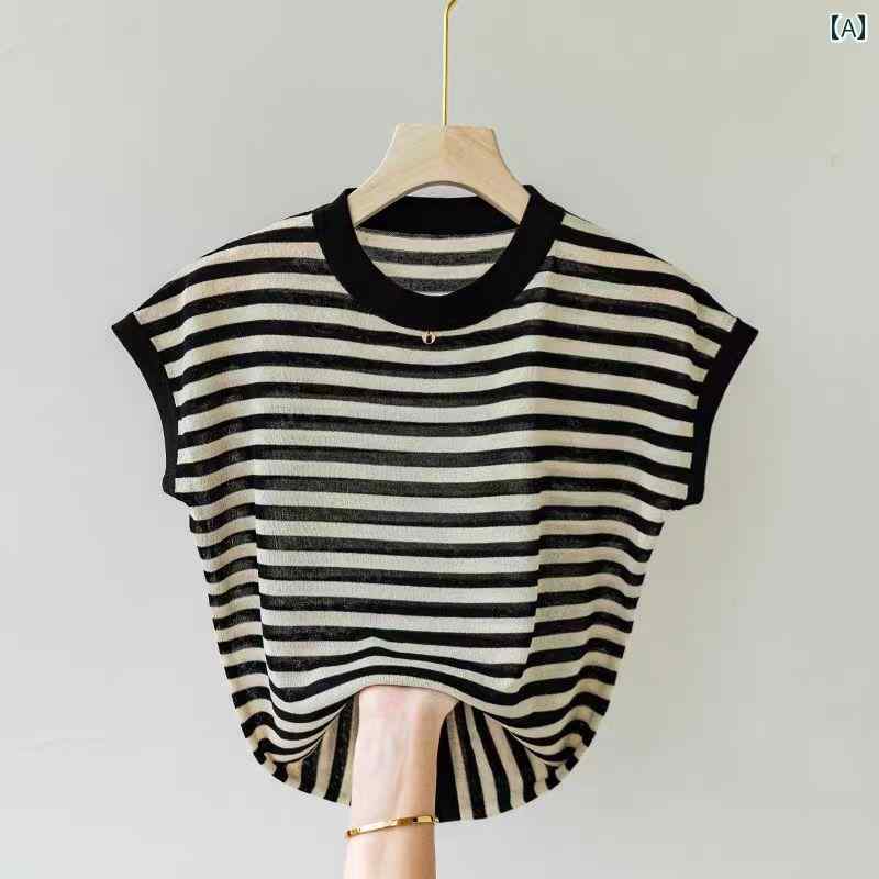 シンプル 半袖 ニット レディース 2025夏の フライング スリーブ トップス ハイエンドの ゆったり 半袖..