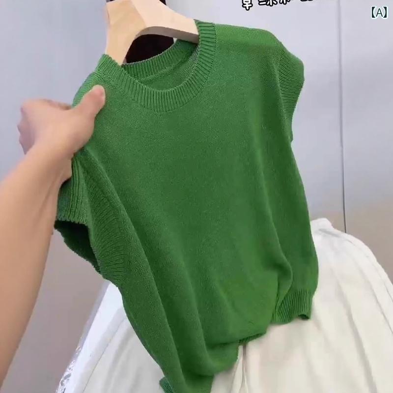 シンプル 半袖 ニット レディース スタイル ラウンドネック 無地 半袖 セーター 夏 大きいサイズ MM ス..