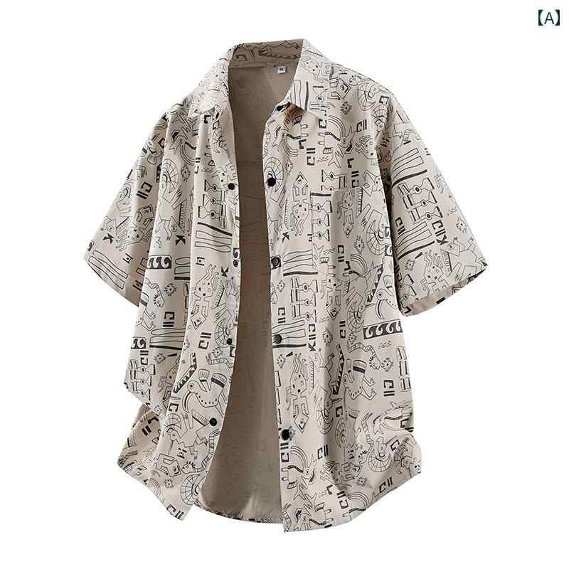 ミリタリー シャツ メンズ 大きいサイズ フル プリント グラフィティ 半袖 シャツ メンズ ハイエンド クール 夏 プラス(4)