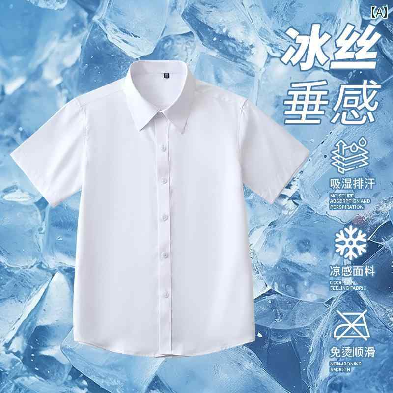 キッズ ブラウス 女の子用 子供用 半袖 白 シャツ 夏 薄手 M サイズと L サイズ 男の子と 女の子ノー アイロン 冷感 カジュアル 万能 トップス