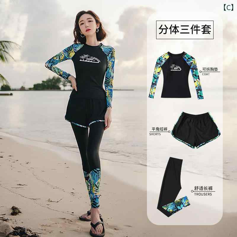 水着 ショートパンツ レディース 水着 レディース スプリット スリーピーススーツ 2025 保守的な 日焼け防止 長袖 ズボン ダイビング 温泉