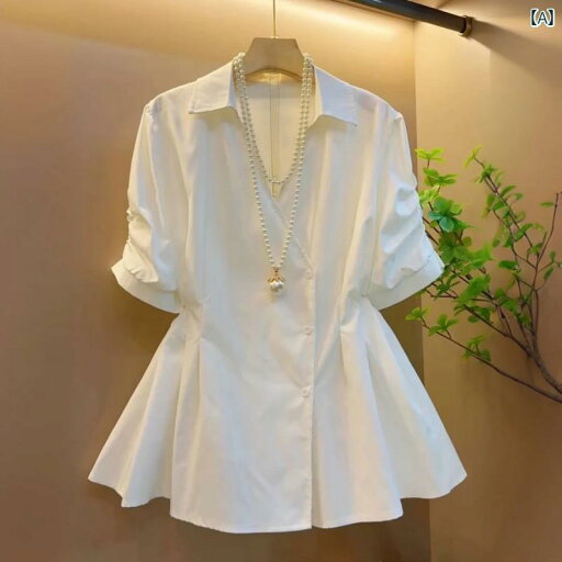 シャツワンピース ショート丈 かわいい 大きいサイズ 婦人服 2025夏の 白 半袖 シャツ 女性 スリム 太め 女子 カジュアル ウエスト トップ シャツワンピース ショート丈 かわいい 大きいサイズ 婦人服 2025夏の 白 半袖 シャツ 女性 スリム 太め 女子 カジュアル ウエスト トップ