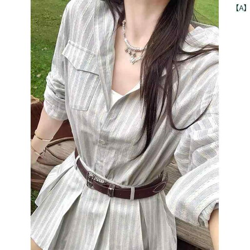 シャツワンピース ショート丈 かわいい 女性用 ストライプシャツ ドレス 2025新 スタイル カレッジ 長袖 シャツ ウエスト スリム プリーツ ショート スカート シャツワンピース ショート丈 かわいい 女性用 ストライプシャツ ドレス 2025新 スタイル カレッジ 長袖 シャツ ウエスト スリム プリーツ ショート スカート