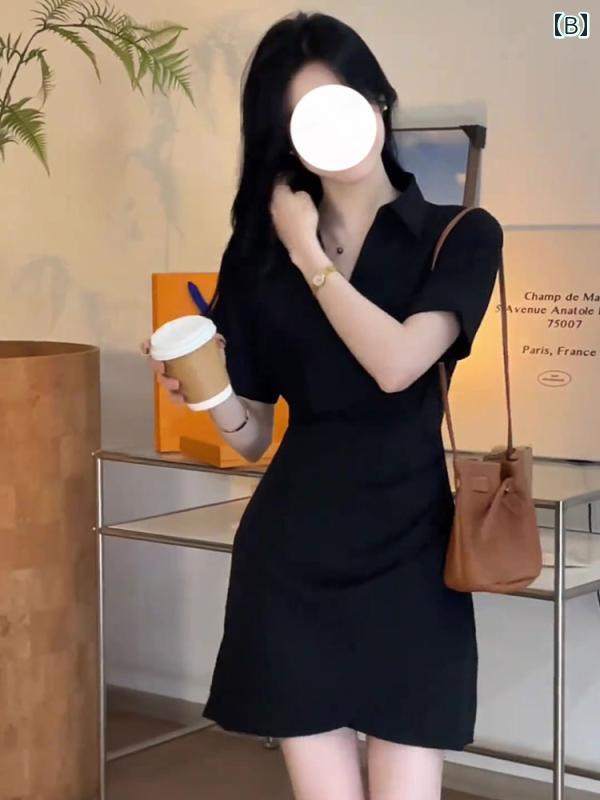 シャツワンピース ショート丈 かわいい 高 冷 ロイヤル シスター スタイル ドレス 2025 レディース 夏の フランスの ウエスト プリーツ シャツ スカート ヒップ