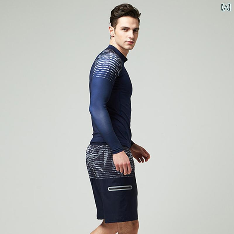 ウェットスーツ マリン スポーツ ダイビング スーツ メンズ スプリット サーフィン 長袖 ズボン ジッパー 水着 クラゲ 速乾 シュノーケリング ビーチ 日焼け防止