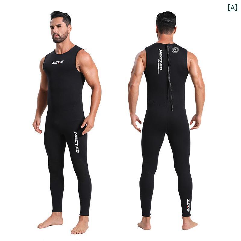 ウェットスーツ マリン スポーツ 3 mm ノースリーブ ベスト ズボン ワンピース ダイビング スーツ サーフィン 水泳 コーチ 競技 試験 防寒 フリー ウェットスーツ