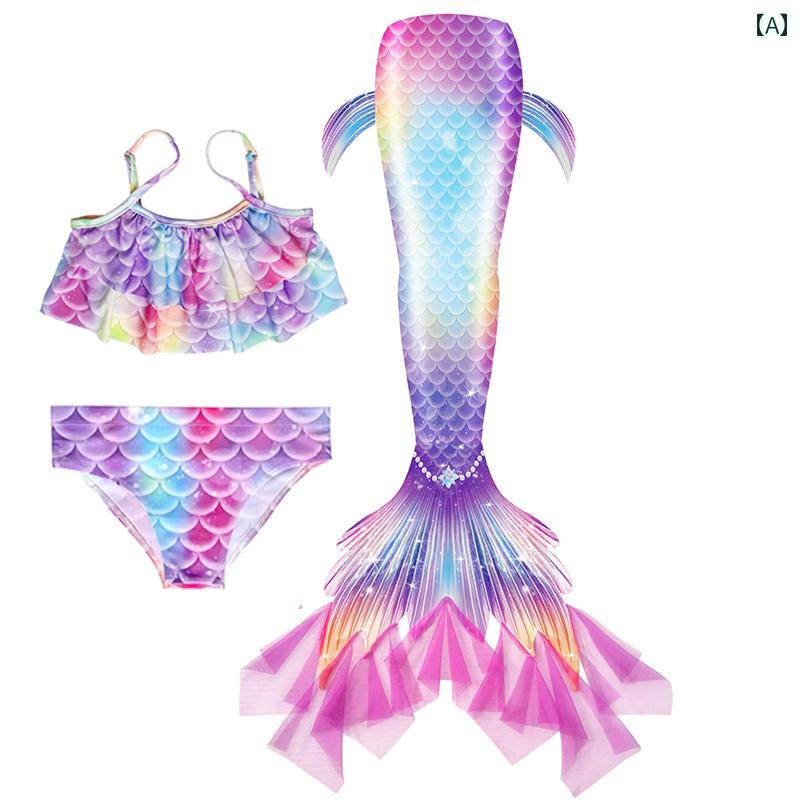 女の子用 かわいい マーメイド 人魚の しっぽの 子供用 プリンセス ドレス 女の子 衣装 水着 小さい ベ..