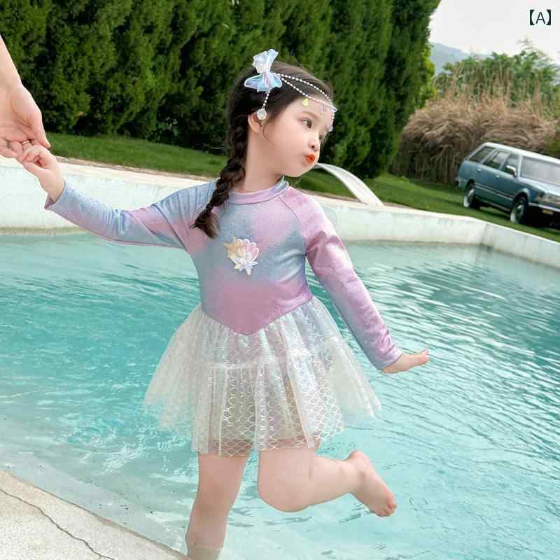 女の子用 かわいい マーメイド 女の子 長袖 マーメイド 水着 夏 2025 新型 スカート スタイル 日焼け防..