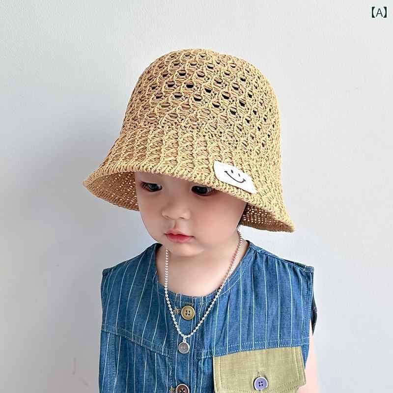 キッズ かわいい 麦わら帽子 子供用 日よけ 帽子 赤ちゃん用 男の子と 女の子用 クールな ビーチ用 夏..