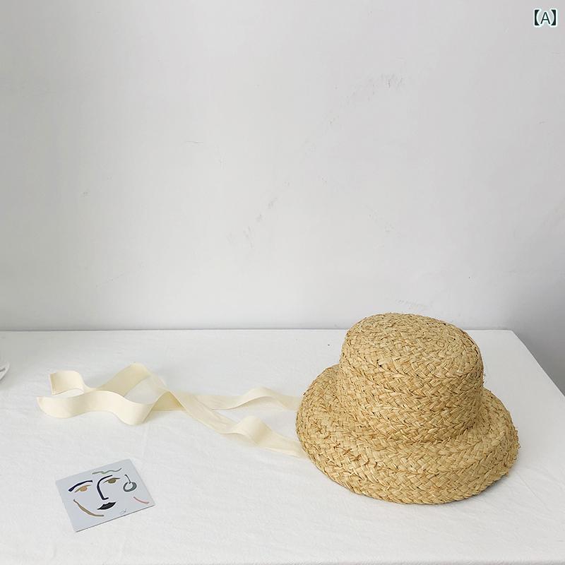 キッズ かわいい 麦わら帽子 韓国 男の子と 女の子 子供用 帽子 夏 レトロ ストラップ ラフィア 麦わら..