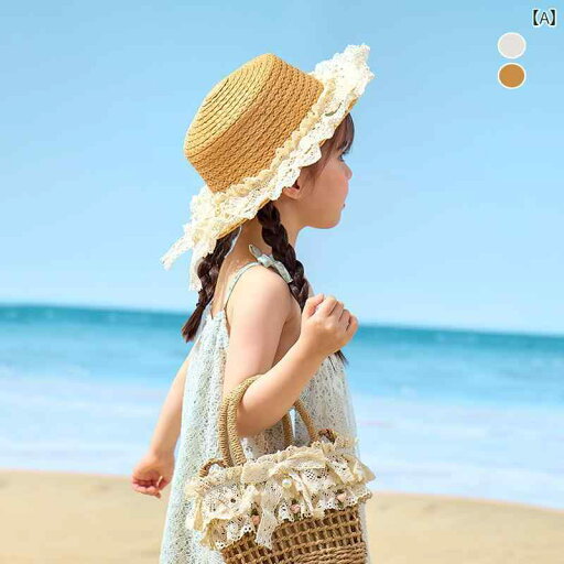 キッズ かわいい 麦わら帽子 女の子用 麦わら 帽子 子供用 サンハット 夏用 フラット トップ ベビー ハット レースエッジ プリンセス 親子 キッズ かわいい 麦わら帽子 女の子用 麦わら 帽子 子供用 サンハット 夏用 フラット トップ ベビー ハット レースエッジ プリンセス 親子
