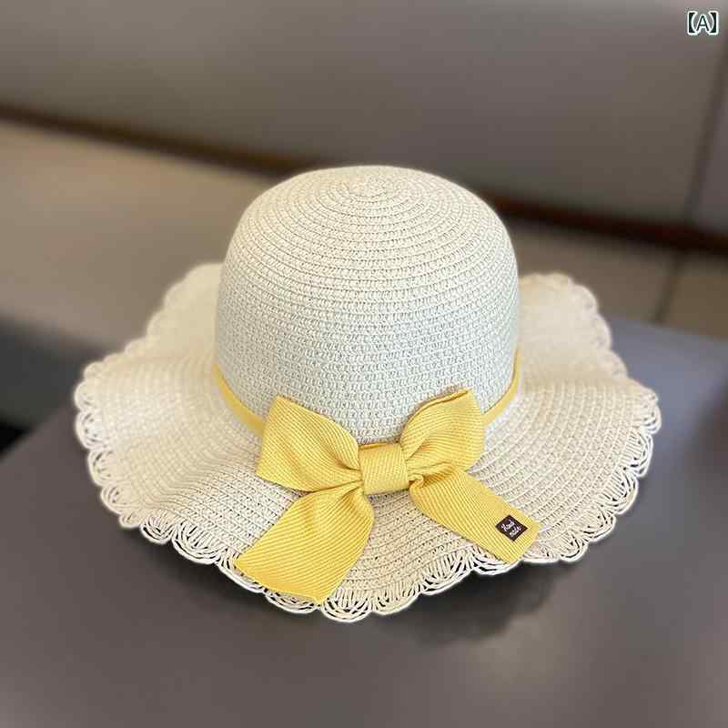 キッズ かわいい 麦わら帽子 子供用 サンハット 女の子用 夏用新 スタイル 麦わら 帽子小銭入れ 付き ..