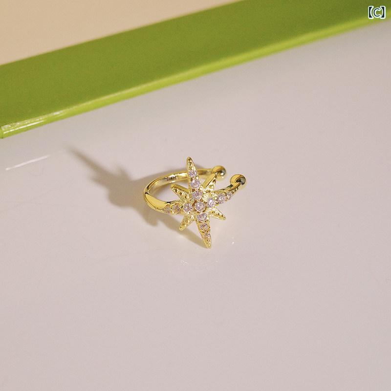LAONsChoiceのイヤーカフ レディース イヤリング 桃 秀 八 芒 星 | 925 スター リング シルバースター ハイエンド イヤー ボーン クリップ 耳 ピアスなし 女性 クール｜アングル3