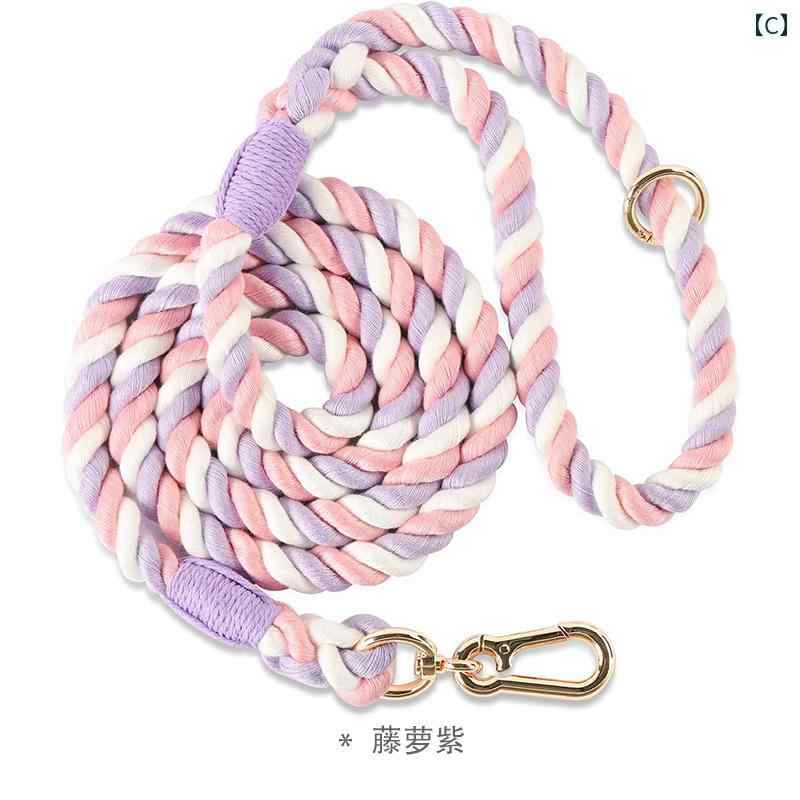 ワンちゃん用 リード 犬用 牽引 ロープ ネットの チェーン 多機能 小型 中型 大型 ウォーキング レインボー 編み込み