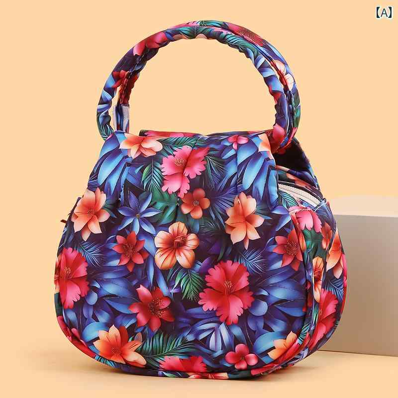 小物 アクセサリー バッグ レディース レディース ハンドバッグ 花柄の 小さい ラウンド バッグ カジュアル ミニ 手持ちの 布 マザー ショッピング コイン スマートフォン