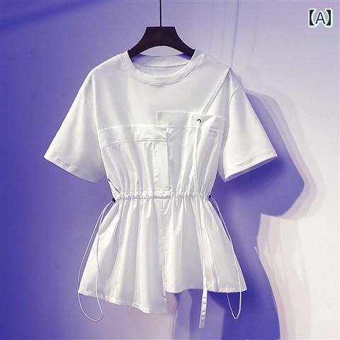 シンプル ブラウス 半袖 夏服 大きめ サイズ 太め mm 半袖 ゆったり お腹 カバー ウエスト シック チェック 柄 スプライシング フェイク ツーピース シャツ トップス レディース シンプル ブラウス 半袖 夏服 大きめ サイズ 太め mm 半袖 ゆったり お腹 カバー ウエスト シック チェック 柄 スプライシング フェイク ツーピース シャツ トップス レディース