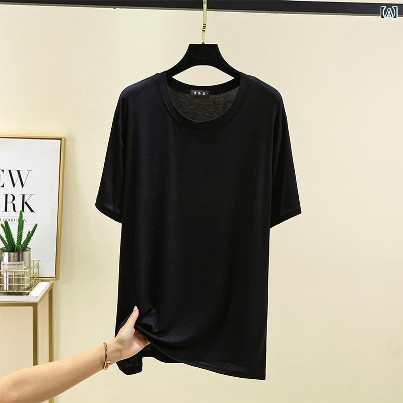 メンズ インナー シャツ メンズ モダール Tシャツ 夏 薄手 半袖 ゆったり アウター シンプル 丸 首 大..