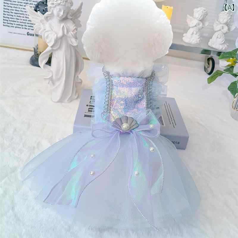 小型犬用 ドレス かわいい 犬 服 夏用 薄手 ペット 猫 スカート 小型 テディ ウェディングドレス ビシ..