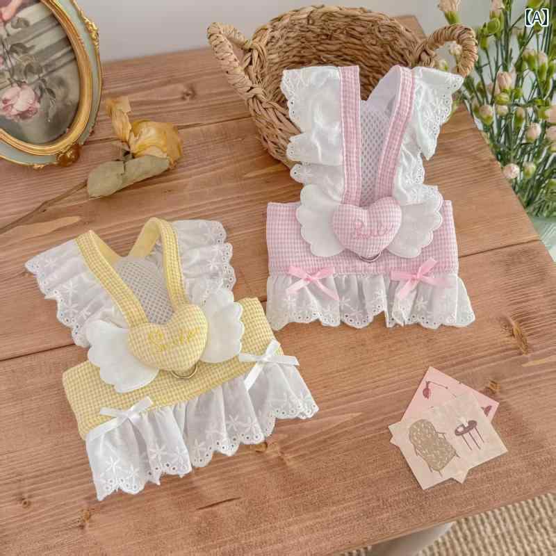小型犬用 ドレス かわいい 春と 夏用の 牽引 胸部と 背中の 服を 備えた 犬と 猫のの ペットの 韓国 翼..
