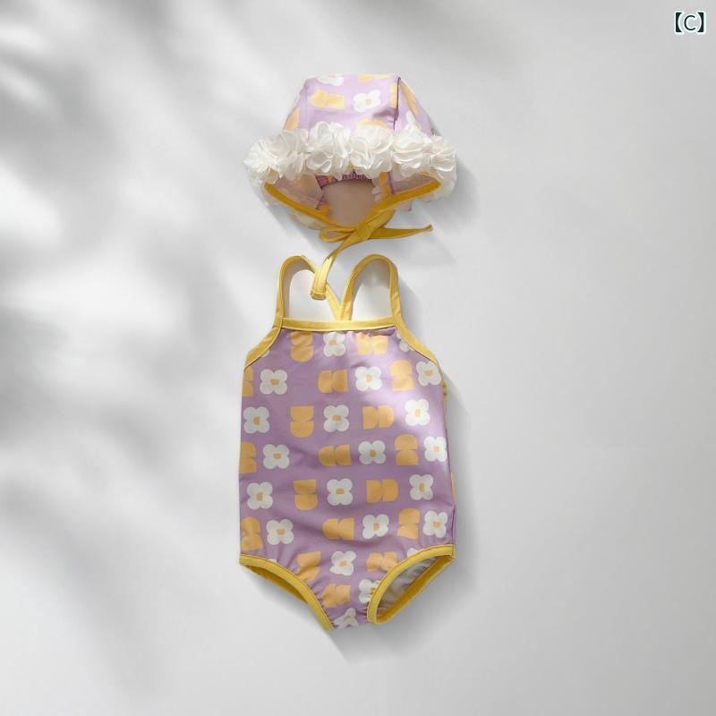 ベビー用 水着 子供用 水着 韓国 女の子用 かわいい 花柄 スリング バッグ 付き ベ...