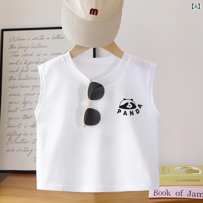 キッズ キャミソール タンクトップ 子供用 ベスト アウターウェア 綿 夏 2025 薄手 ボトムス リング 男..