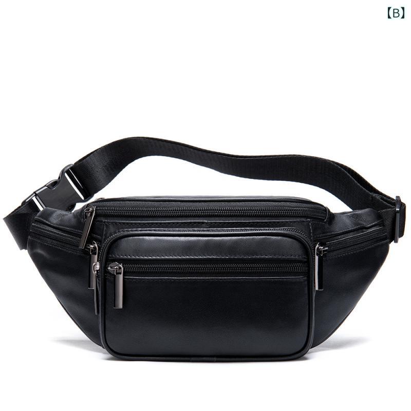 ウエストポーチ レディース コンパクト Huakai Leather Goods メンズと レディースの カップル用 シープスキン ウエスト バッグ 第一層 牛革 スマートフォン チェスト 革 カジュアル クロス ボディバック パック 2