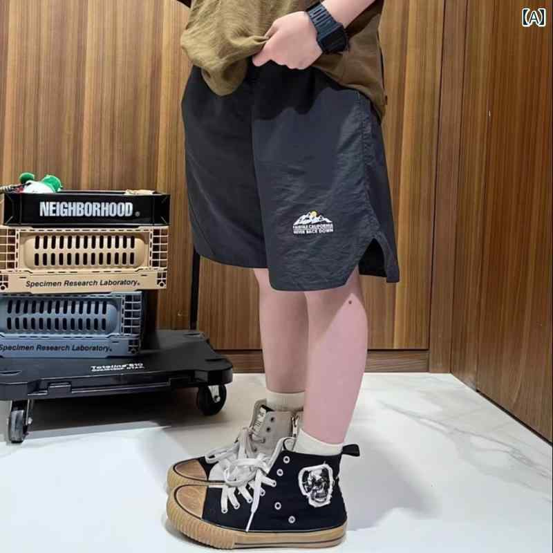 子供用 ショートパンツ スモーキーグレーの クールな 男の子と 女の子 速乾 ショート パンツ 25 夏 山 ..