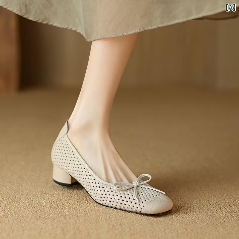 バレエ スタイル シューズ シープスキン ヒキガエル シューズ レディース 厚底 ヒール 2025 夏 ミドル ソフト ソール バレエ シューズおばあちゃん シングル サンダル