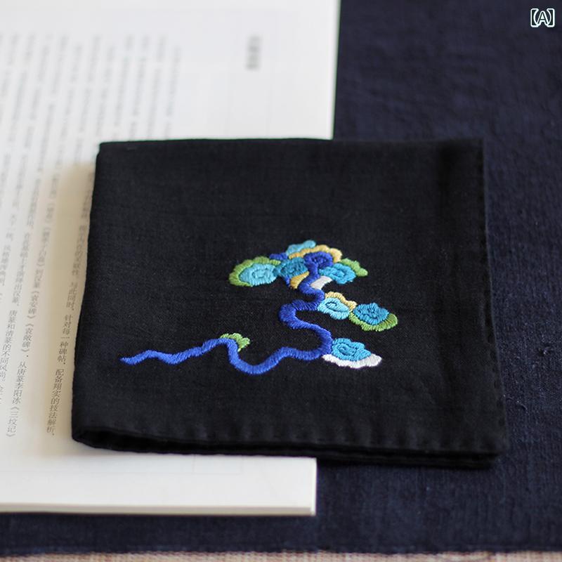 ハンカチ 上品 レディース Shenchi | カラフルな 縁起の 良い 雲 綿 ガーゼ 刺繍 ハンカチ diy 素材 バッグ 男性 ガールフレンド カップル ギフト