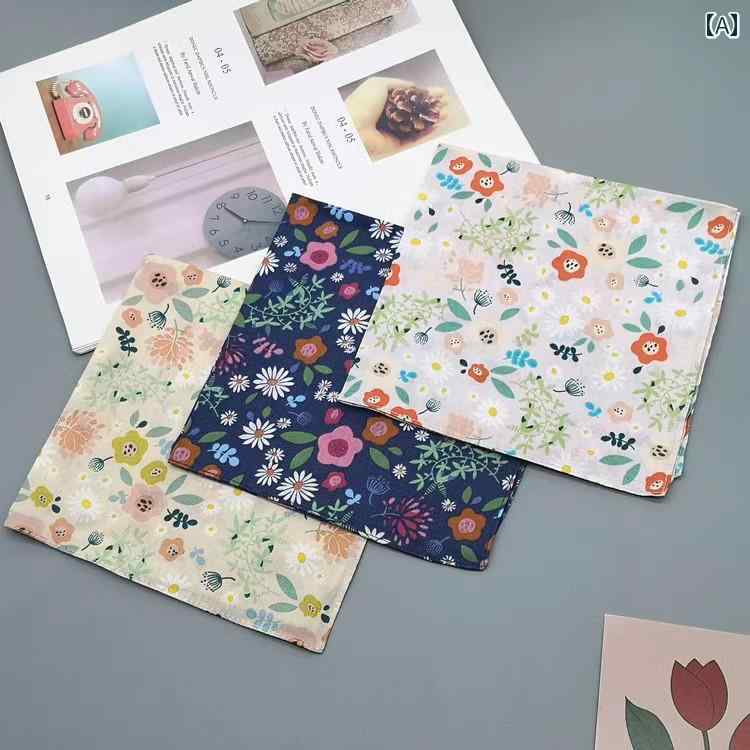 ハンカチ 上品 レディース 小さくて さわやか 綿 ハンカチ プリント 小さい 正方形の タオル 綿の 花柄 ヘッド バンド 厚手で 柔らかい 吸汗性 ギフト