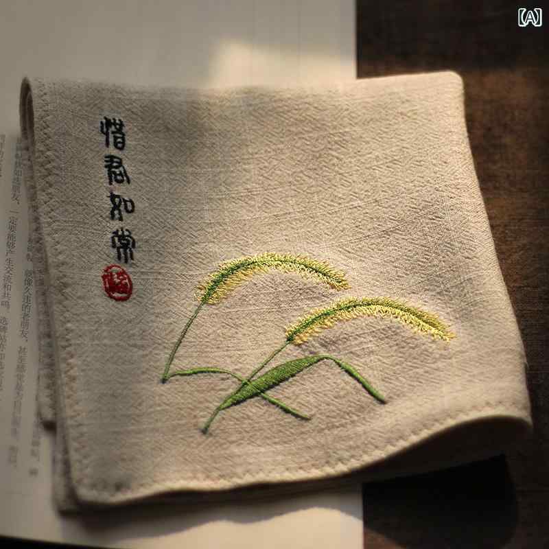 ハンカチ 上品 レディース Setaria 刺繍 ハンカチ チャイナ風 さわやか 綿 レディース ポータブル 吸汗性 メンズ 小さい 正方形 タオル