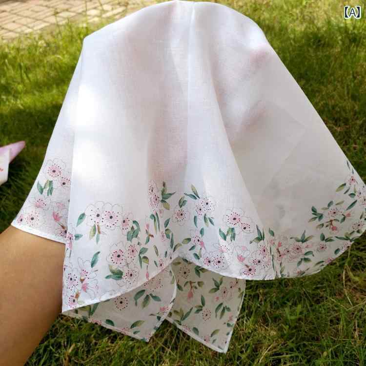 ハンカチ 上品 レディース さくら 昔ながらの レディース 綿 汗 取り ハンカチ スクエア レトロ 携帯 タオル チャイナ風 顔 拭き 薄手