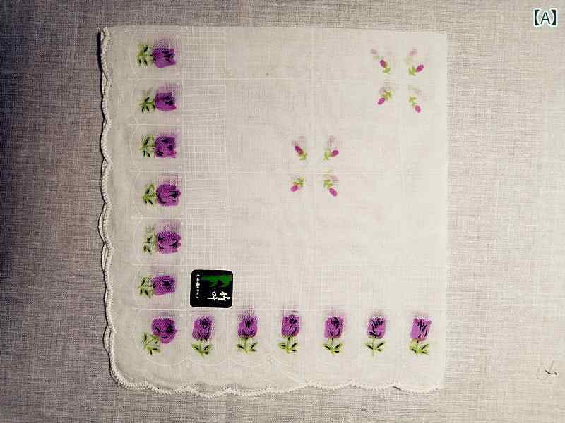 ハンカチ 上品 レディース 夜明けの ハンカチ 綿 レディース プリント 三日月 縁 クラシック スタイル 子供 時代の 思い出 30 CM