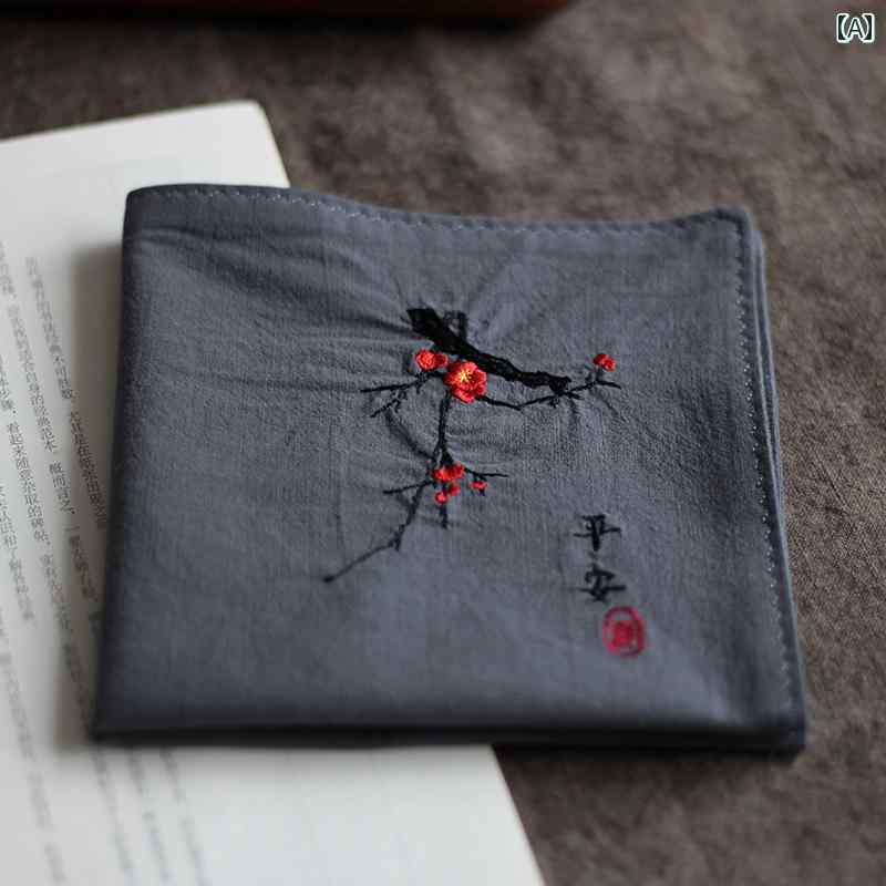 ハンカチ 上品 レディース 梅 蘭 竹 菊 ┇ 民族 風 刺繍 花 ハンカチ レトロ 男女 ギフト 吸汗 綿 角 スカーフ