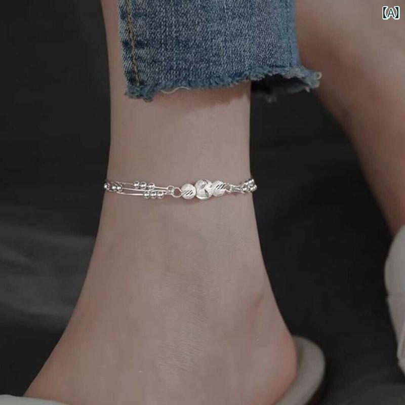 アンクレット ジュエリー おしゃれ S 9999 シルバー 3つの 命 世界 アンクレット 愛 多層 ブレスレット 転 写 高級 彼女への ギフト
