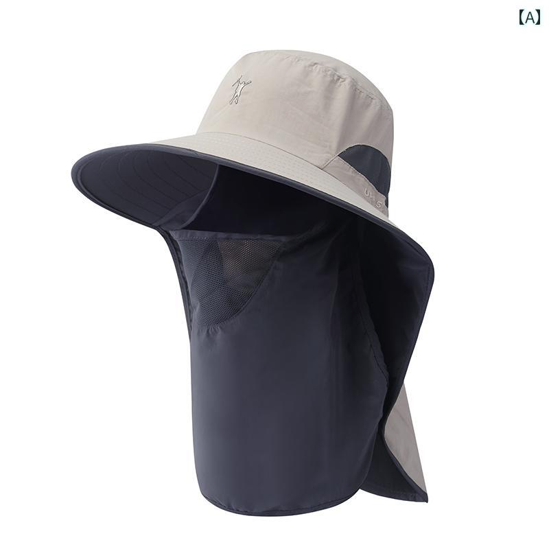 釣り アウトドア 日焼け防止　帽子 屋外 日よけ 帽子 速乾 漁師の ネック ガード 通気性 マスク つば 広 メンズ サンバイザー レディース 釣り