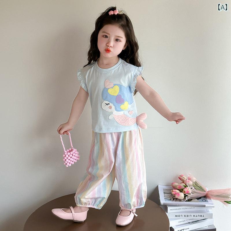 キッズ カジュアル パンツ セット 女の子 半袖 スーツ 夏 2025 ベビー Tシャツ パンツな 子供用 カジュアル ツーピース