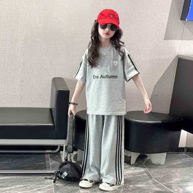 Other - キッズ カジュアル パンツ セット 女の子 夏用 半袖 スーツ 2025年 新型 ビッグ キッズ 子供服 スポーツ 薄手 ツーピース