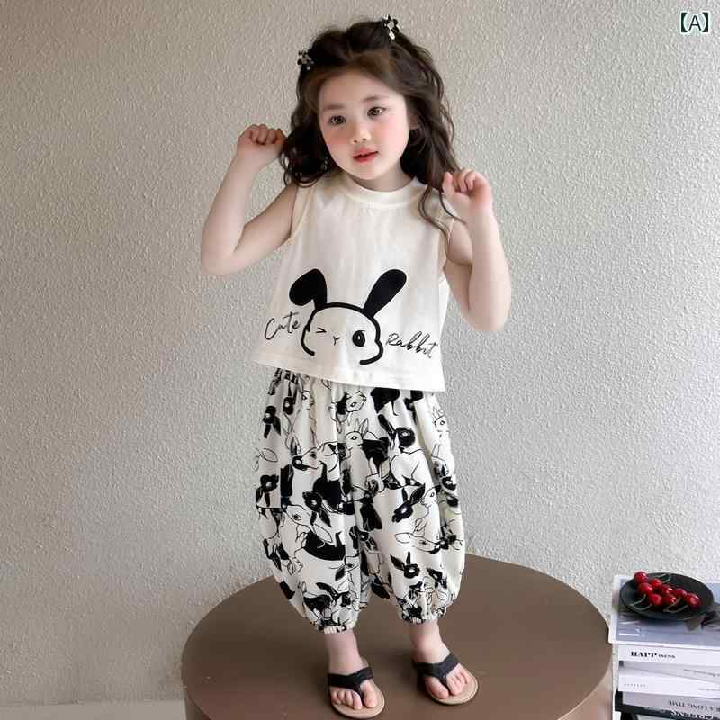 子供服 カジュアル パンツ セット 英国 Vseniot ガールズ スーツ 2025夏 子供用 スタイリッシュ 薄手 ベビー ガール ベスト ツーピース